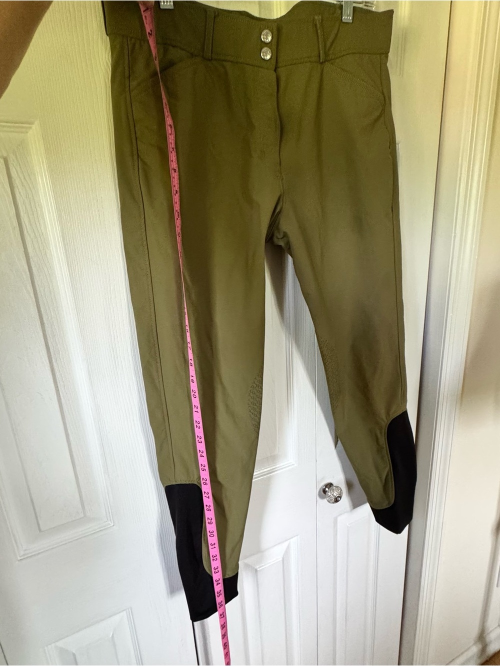 Women’s Olive Riding Breeches with Contrast Ankle Panels - Picture 5 of 8